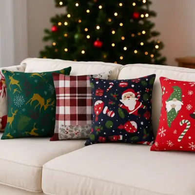 Set x 5 Cojines Navideños que Transforman tu Sala en Minutos 🎄✨