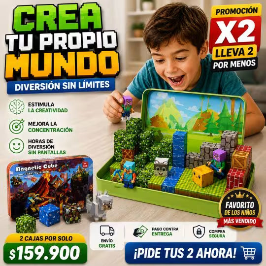 2 caja con cubos magnéticos Minecraft 60 Pzs