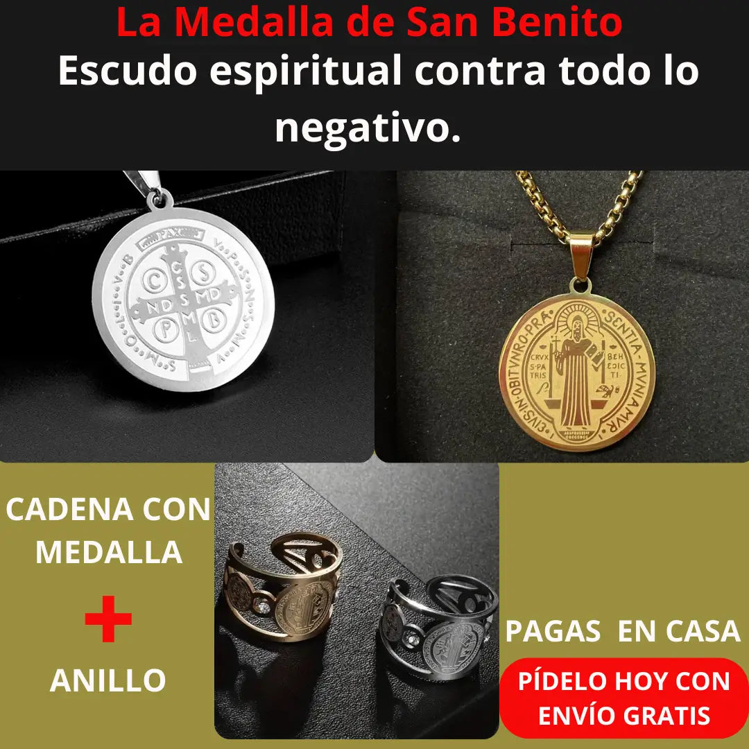 Collar Sello San Benito +ANILLO + CAJAREGALO