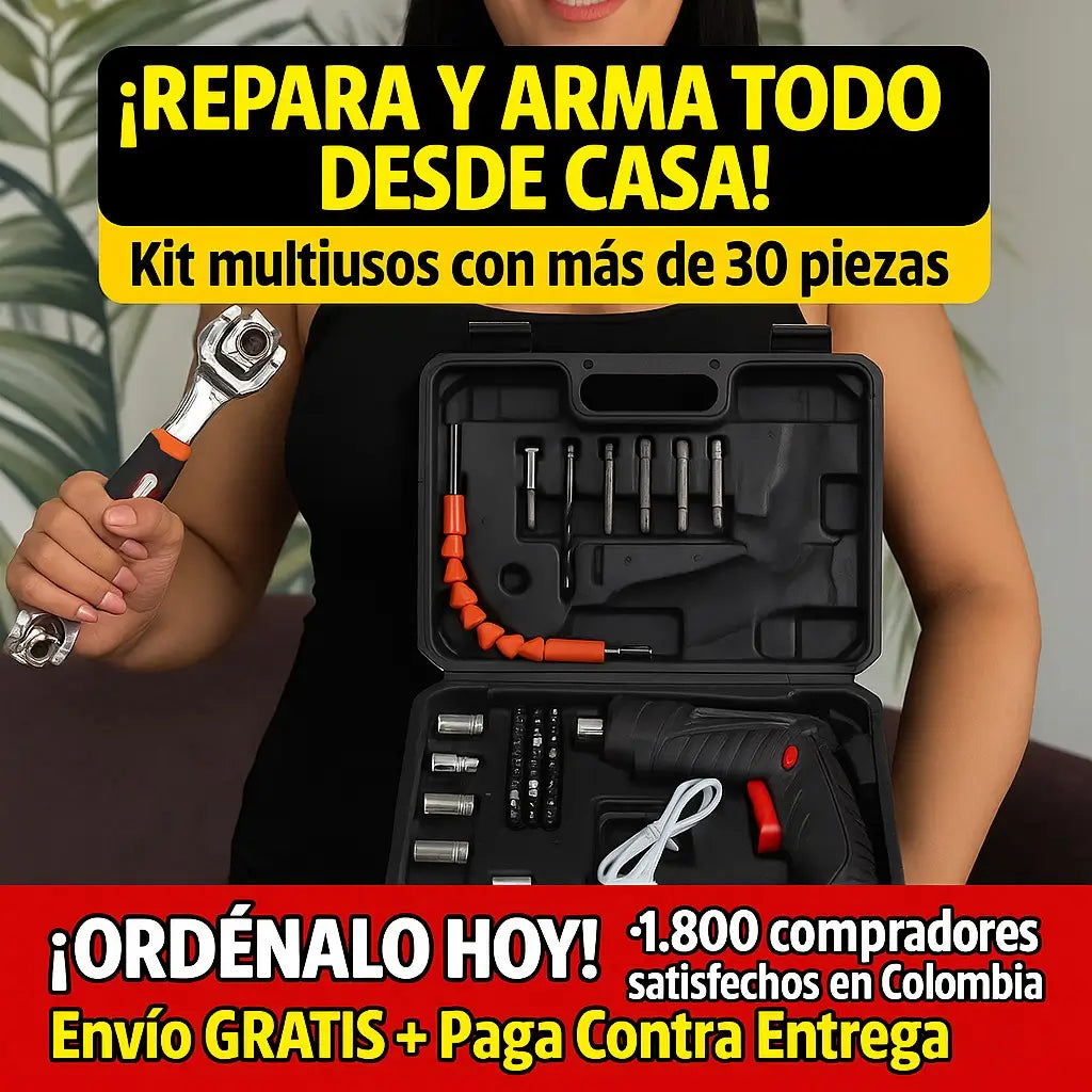 ¡Hazlo tú mismo sin complicaciones! 🔧 KIT DESTORNILLADOR + LLAVE MULTIUSOS