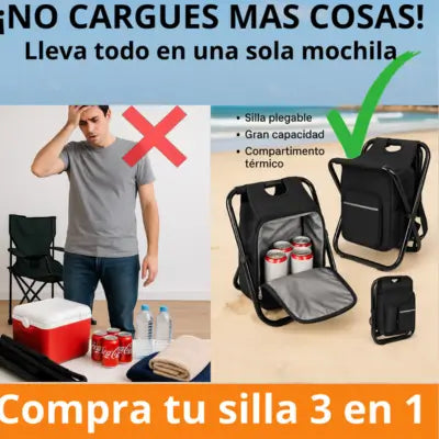 CAMPACK PRO 3 en 1 Tu silla, hielera y mochila en un solo producto