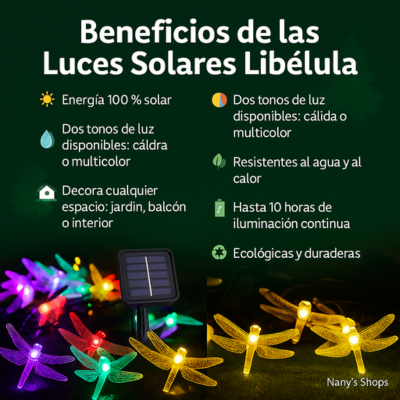 Combo x2 Libélulas Solares – Decora tu hogar con brillo navideño sin cables