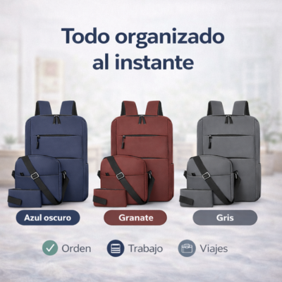 URBANSET™ – Lleva todo con estilo y practicidad | pack mochila, bolso y cartuchera