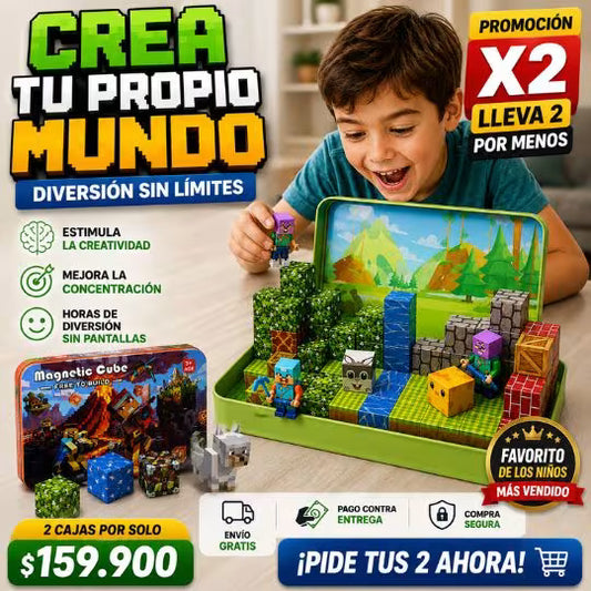 2 caja con cubos magnéticos Minecraft  60 Pzs