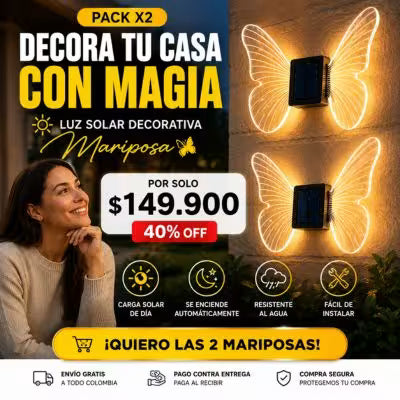 Luz Solar Decorativa De Mariposa