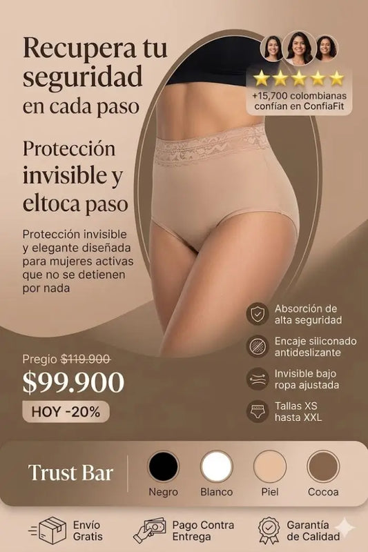 CONFIAFIT® protección invisible todo el día – panty absorbente para incontinencia leve