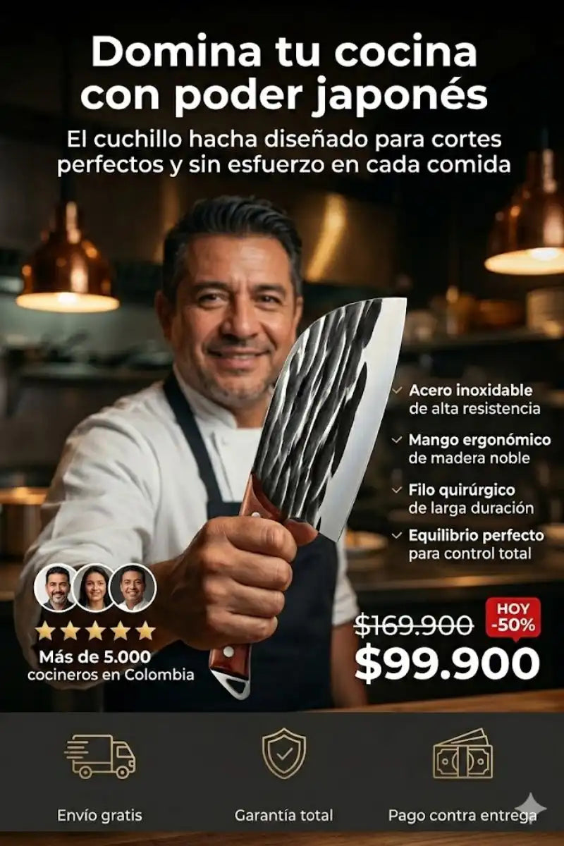 Cuchillo Hacha Cocina De Acero Inoxidable