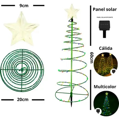 COMBO 3 EN 1 ARBOL SOLAR + PAPÁ NOEL + GUIRNALDA LED