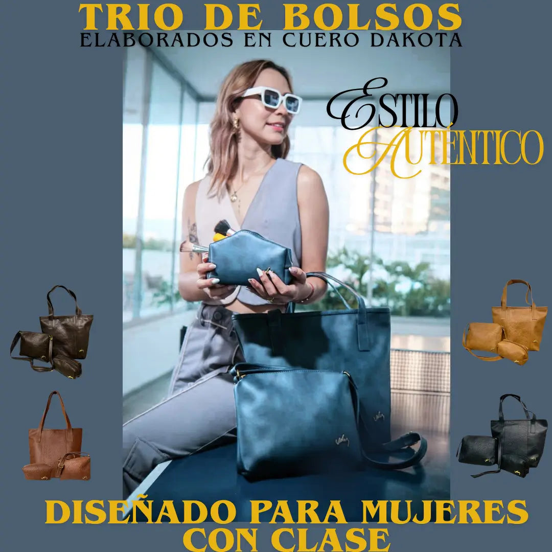 TRIO EN CUERO DACOTA DAMA REF SAFARI VLZ