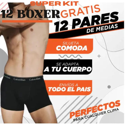 Combo de 12 boxers + REGALO 12 pares de medias 🧦¡Renueva tu ropa interior!