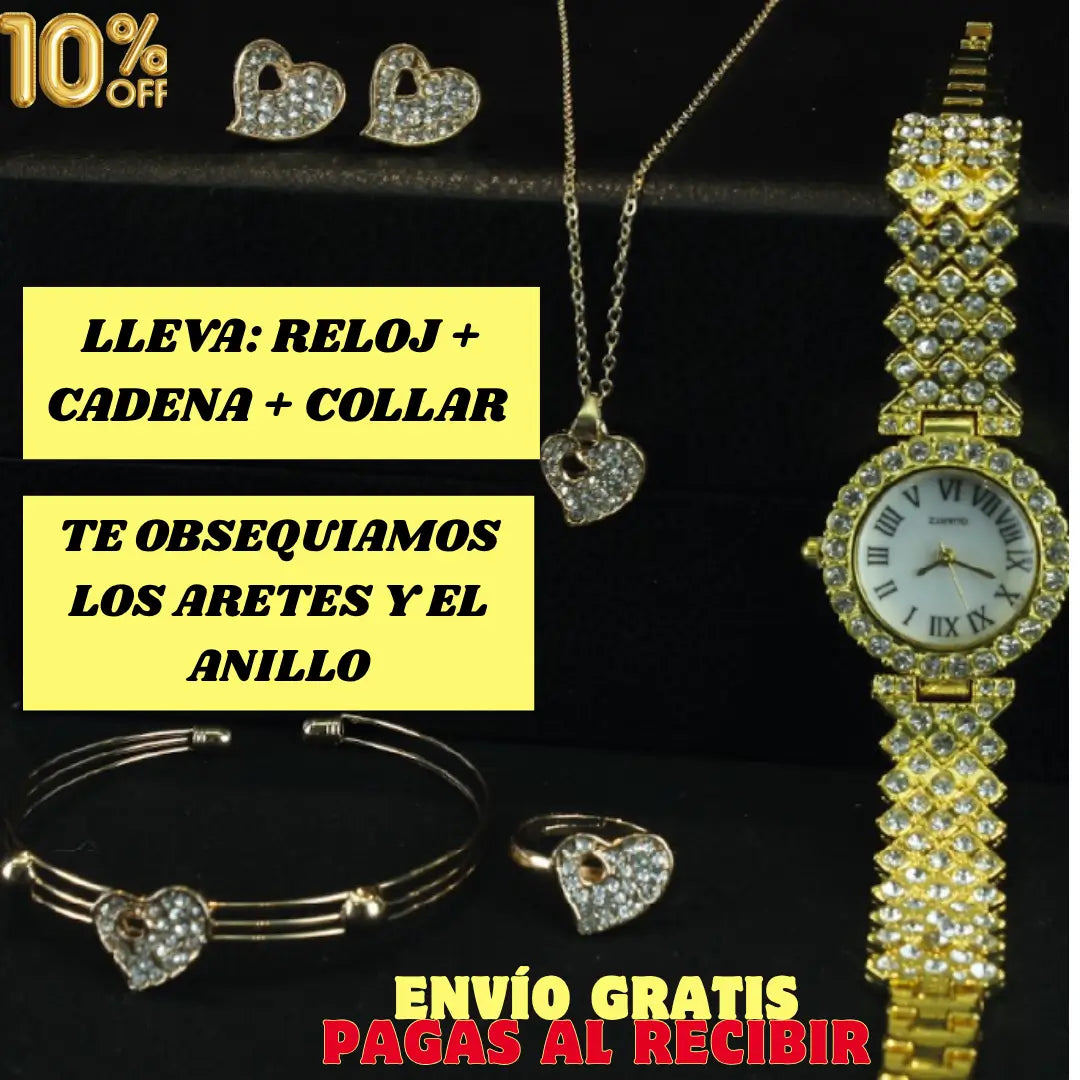 Kit dama: Reloj + Joyería Elegante + Obsequios