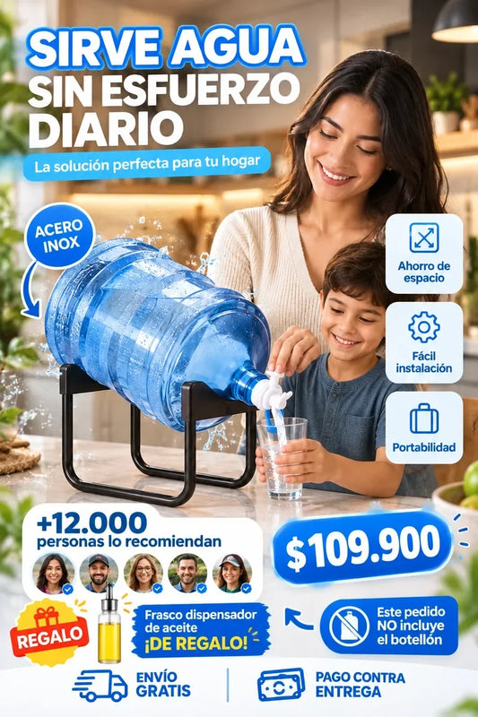 SOPORTE BOTELLÓN CON VALVULA + OBSEQUIO DISPENSADOR ACEITE