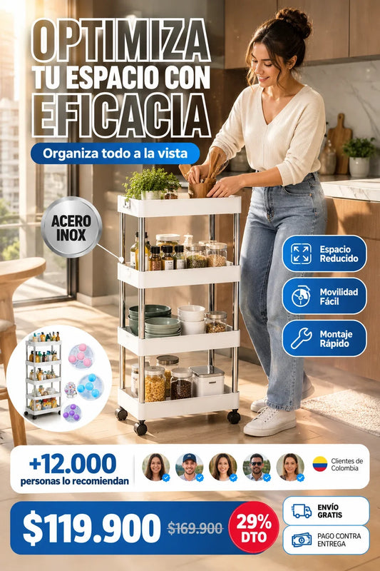 Carrito De Almacenamiento 4 Niveles + OBSEQUIO filtro atrapa motas