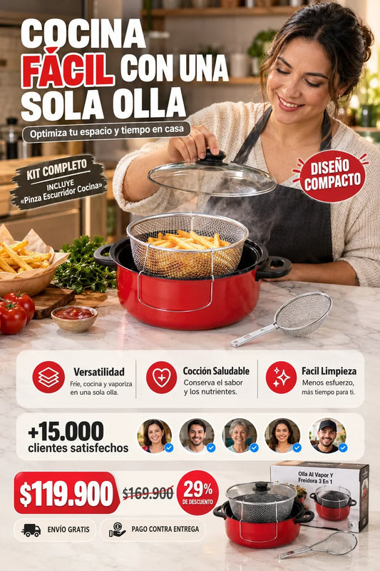 Olla Al Vapor Y Freidora 3 En 1